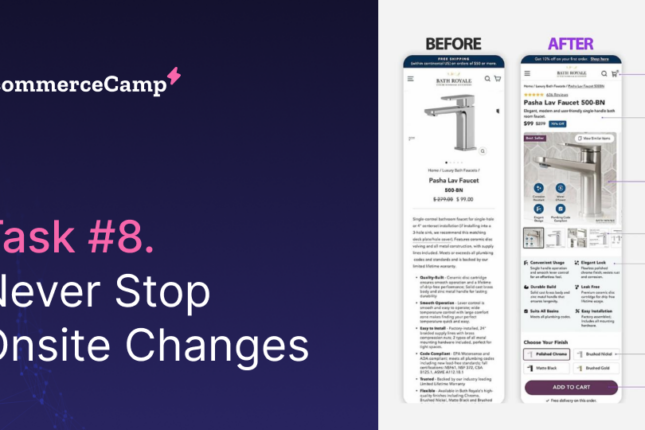 must-do tasks for ecommerce, task 8: Never stop onsite changes